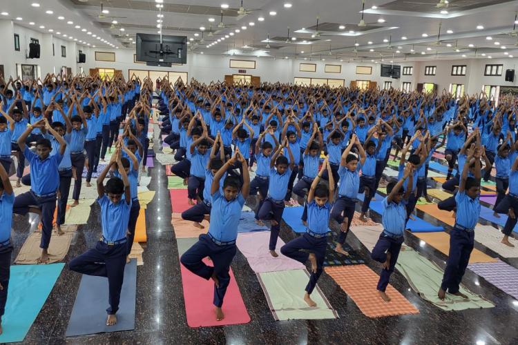 Yoga session during IDY celebration in VKV Kanyakumari