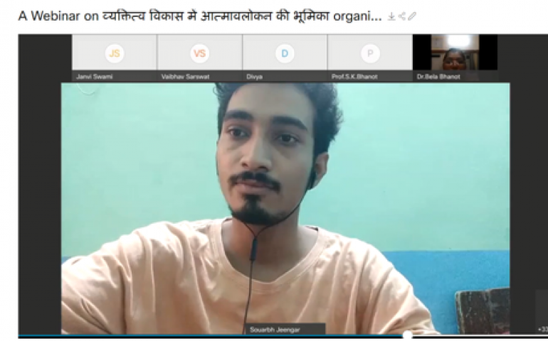 Glimpses of Webinar: Saurabh Jeengar, Yuva Karyakrta doing Sanchalan of the program