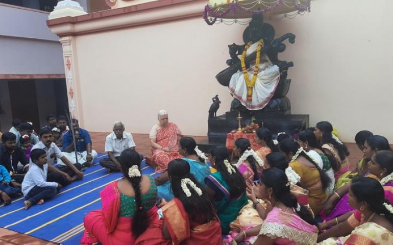 Sri. Manikumar, Music teacher of VKV, kanyakumari initiating the function by invocation.