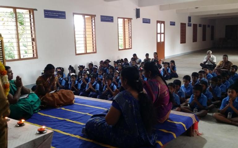 Students chanting Bhagavat Gita..