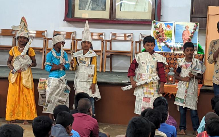 Samskarvarga children presenting drappery  in Samskarvarga Sammelan - 13 March, 2022.