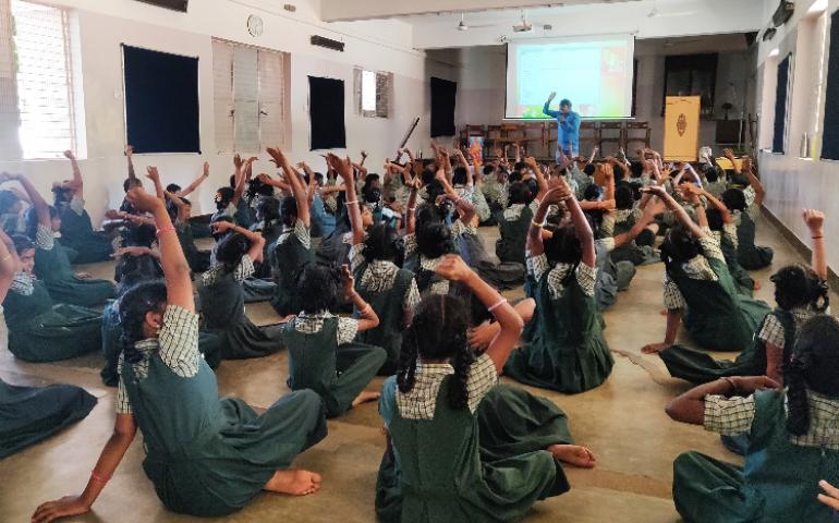 Students interacting in video session