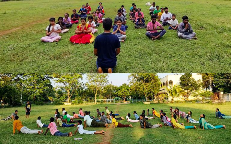 Yoga session in Samskar Varga Prashikshan Shibir