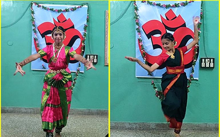 Children presenting cultural dance in Gurupurnima at Madurai