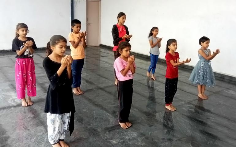 Yoga practice in Samskarvarga at Thoothukudi, July 2023