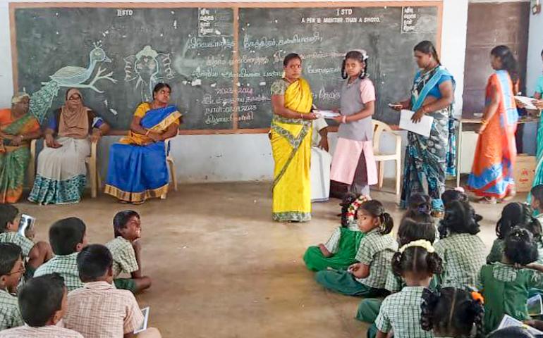 Prize distribution during Cultural Competitions at Karungulam, Thoothukudi