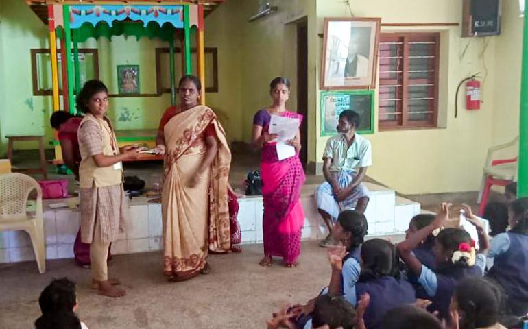 Prize distribution during Cultural Competitions at Tiruchendur