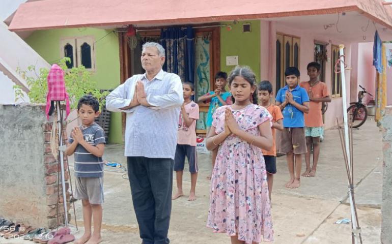 Yoga session in Samskarvarga at Anjaneya Nagar