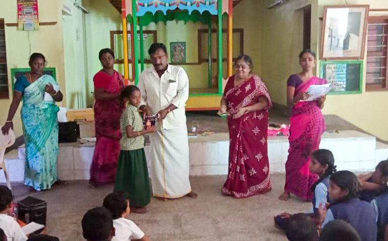 Prize distribution during Cultural Competitions at Tiruchendur