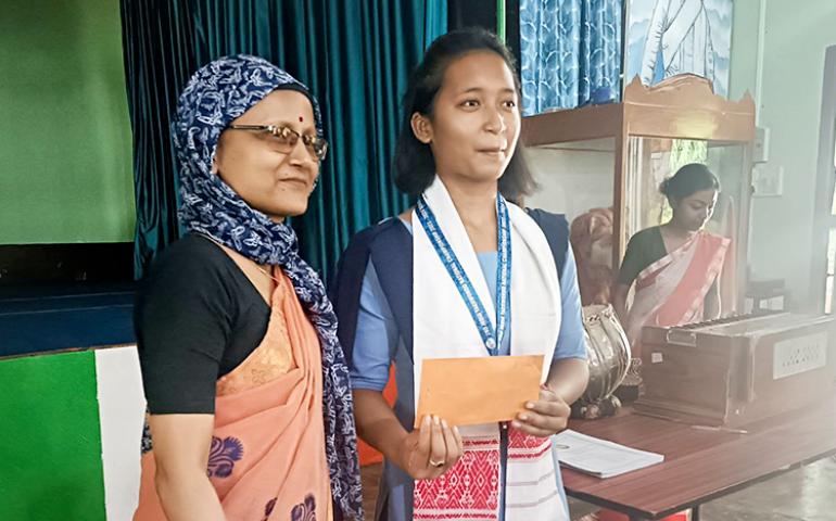 Kum. Juthika Gohain felicitated at VKV Tinsukia