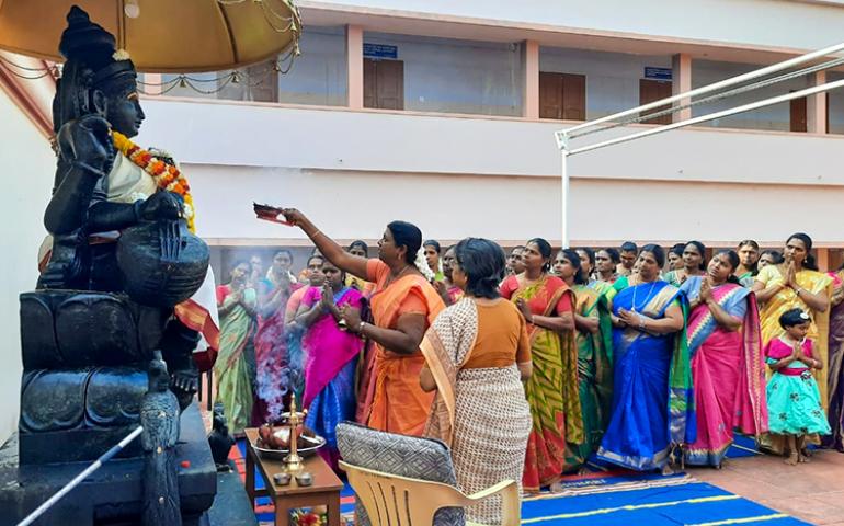 Puja to Saraswati at VKV Kanyakumari