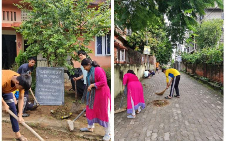 Participants involving themselves in Cleaning activity