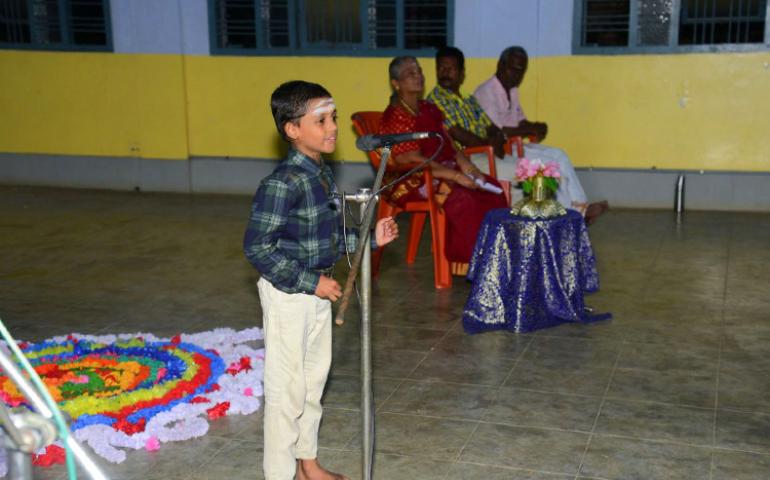 A student performing at Cultural Camp at Kanyakumari