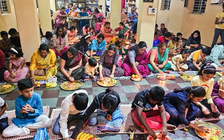 Puja during Karthika Deepotsava at Hebbal