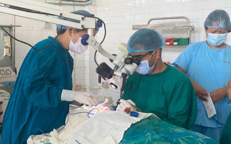 Patient undergoing surgery in Free ENT Surgery Camp at Pasighat