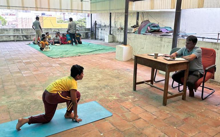 Suryanamaskar demo during National Youth Day Competitions at Chennai