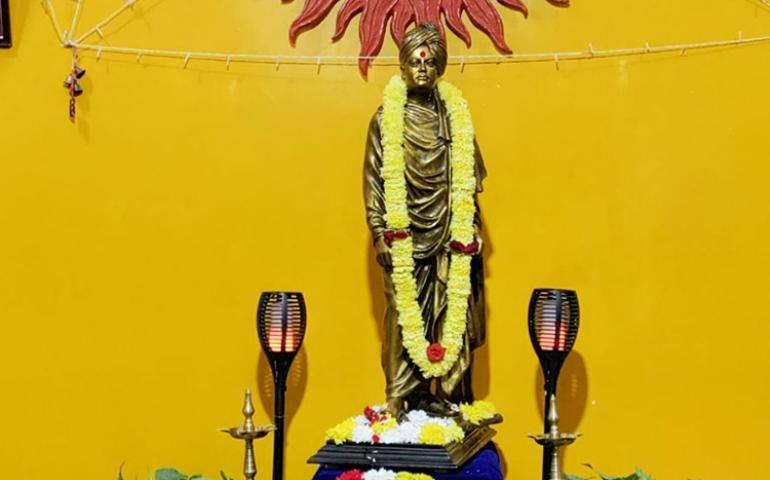 Swami ji statue at Swami Vivekananda Jayanti at Hebbal