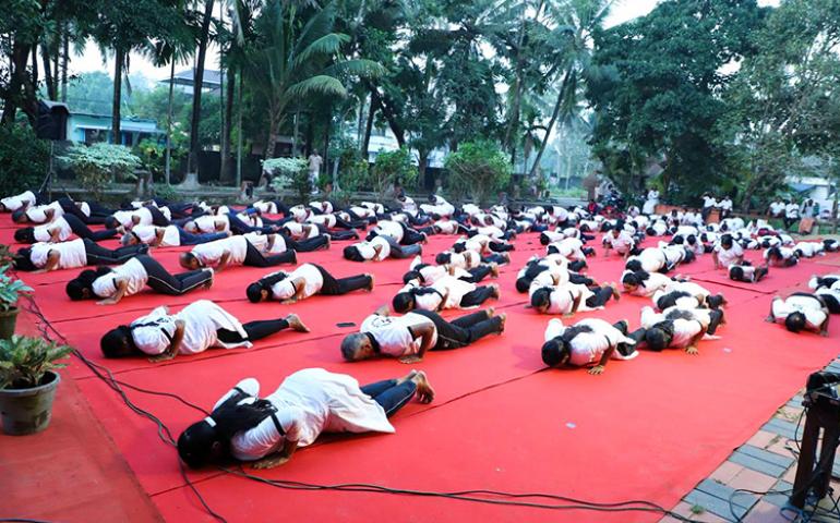 Yoga during Samatva Yoga Sangamam at Kodungallur