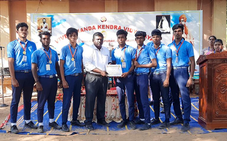 The Chief Guest honouring the winners during sports day