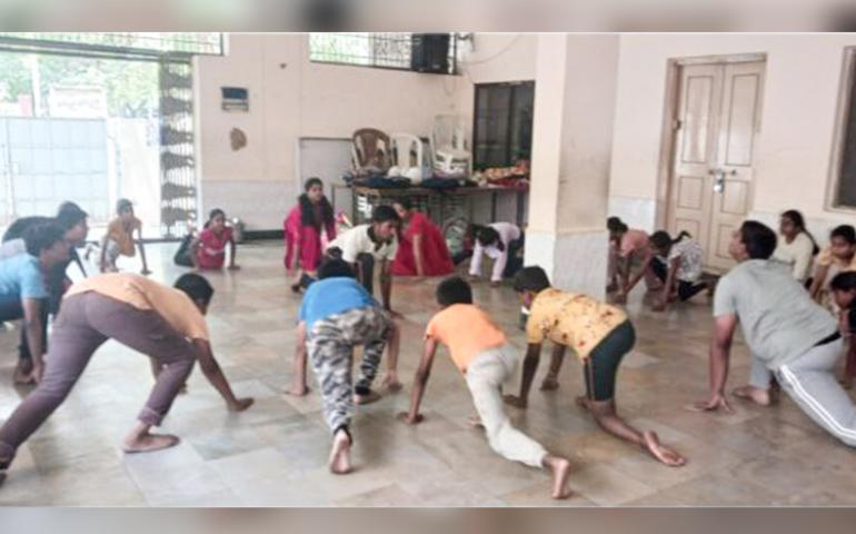Yoga session at Personality Development Camp at Kurnool