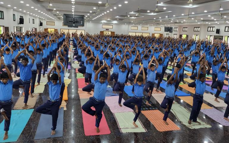 Yoga session during IDY celebration in VKV Kanyakumari