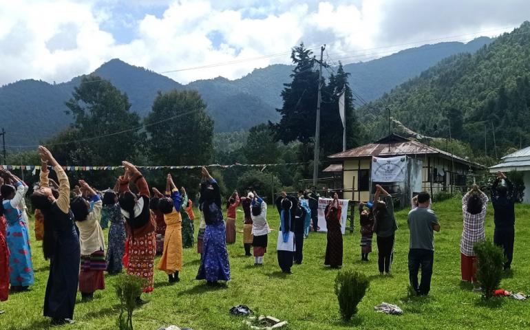 International Day of Yoga programme by VKV Shergaon