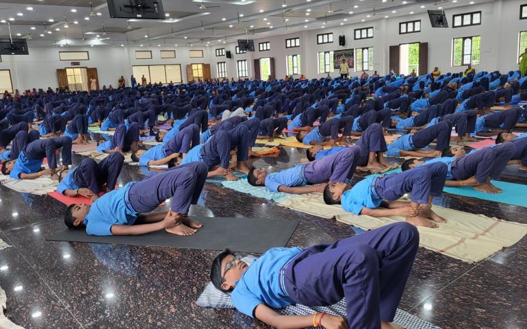 Pranayama session during IDY celebration in VKV Kanyakumari