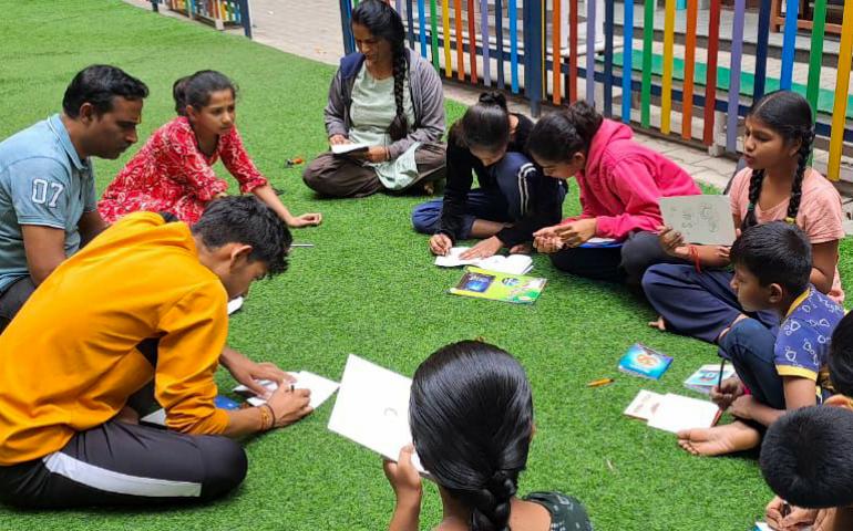 Samskarvarga students involved in Art