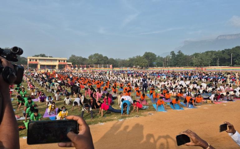 Mass Surya Namaskar event at Tirupati