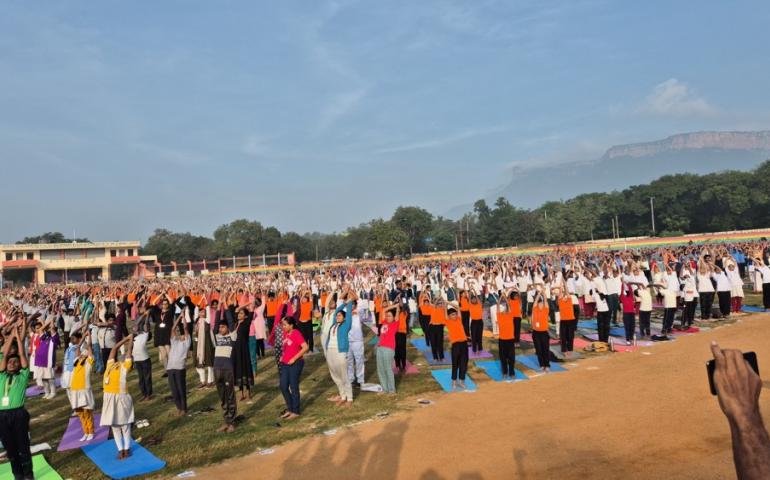 Mass Surya Namaskar event at Tirupati