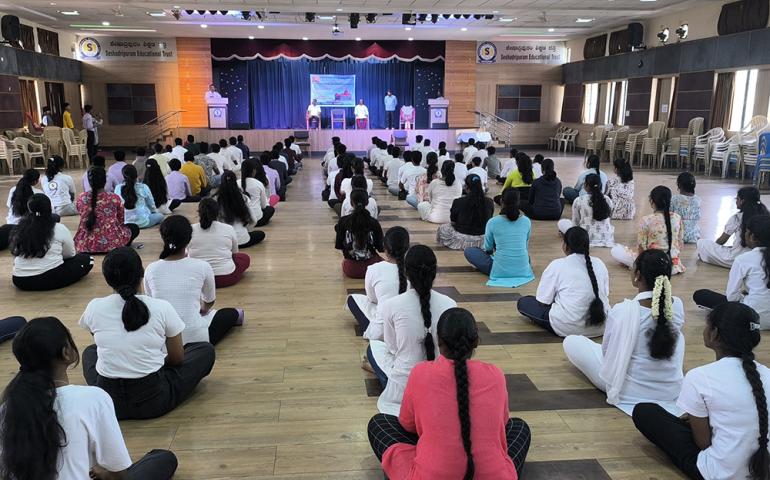 International Day of Yoga Celebration at Seshadripuram PU College in Bengaluru