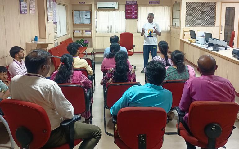 International Day of Yoga Celebration at Karnataka Bank - Sanjay Nagar Branch
