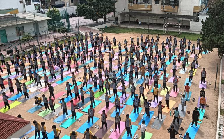 International Day of Yoga Celebration at Sri Vinayaka Sunrise School in Hebbal Kempapura