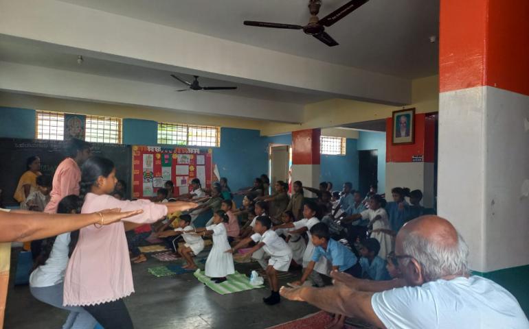 International Day of Yoga Celebration at Government School in Manorayana Palya