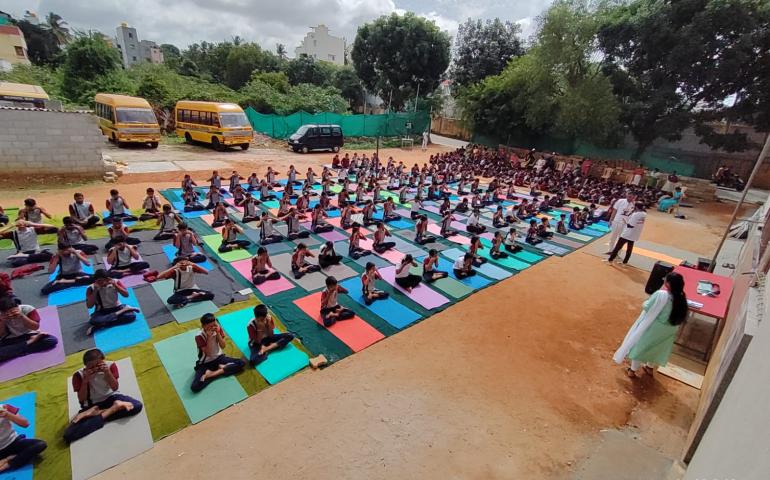 International Day of Yoga Celebration at Godwin Public School in Kodigehalli
