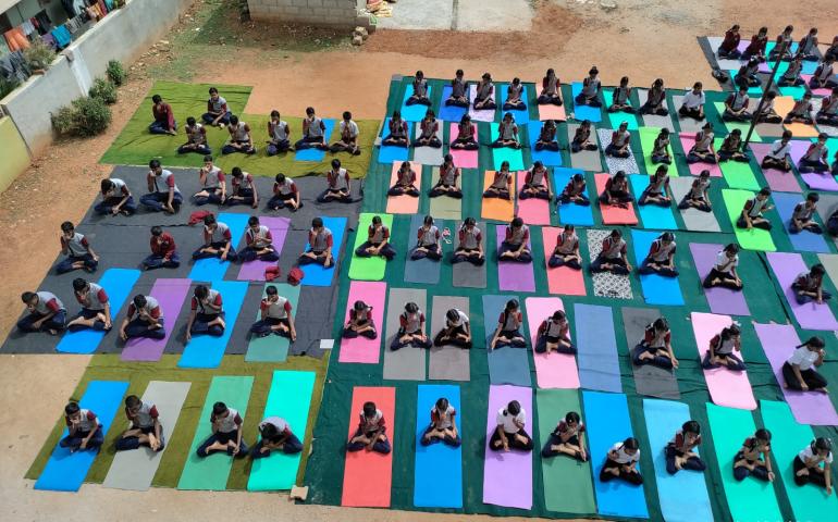 International Day of Yoga Celebration at Godwin Public School in Kodigehalli