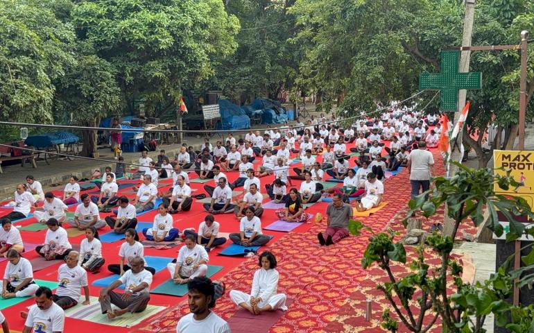 International Day of Yoga Celebration at Hebbal Kempapura in Bengaluru