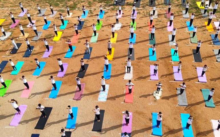 International Day of Yoga Celebration at Ashraya Vidya Kendra in Bengaluru