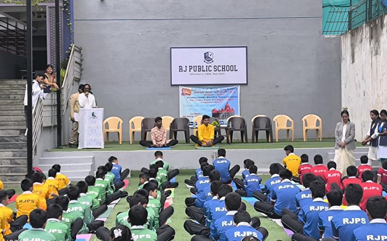 International Day of Yoga celebration at RJ Public School in Bengaluru
