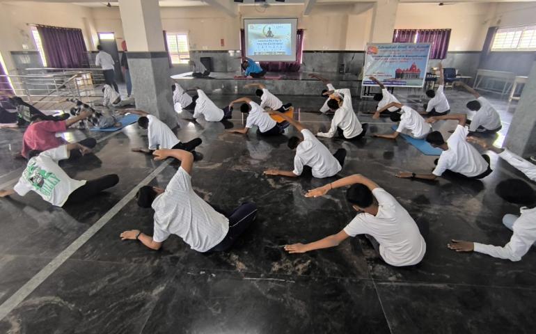 International Day of Yoga Celebrated at M.S PU College in Manorayana Palya 2