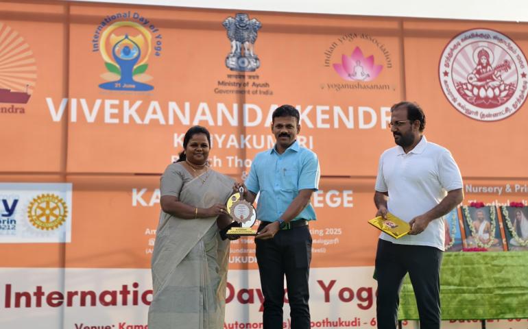 International Day of Yoga Celebration in Thoothukudi - Felicitation