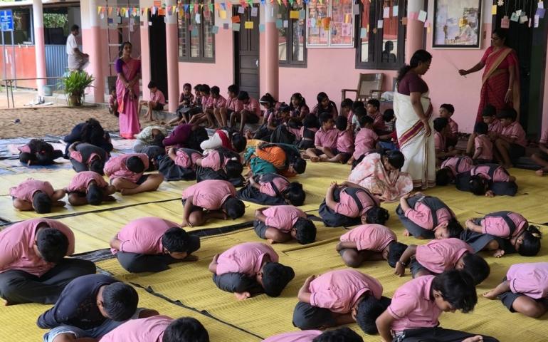 International Day of Yoga 2026 celebration at Sree Saraswathy Vidyanikethan in Edavilangu