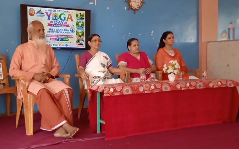 International Day of Yoga Programme at Sree Sankara Vidyapeedom in Manikandeswaram