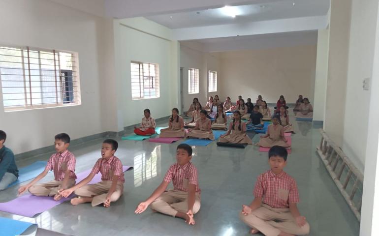 Yoga Classes Initiated at Sharada School by VK Hebbal