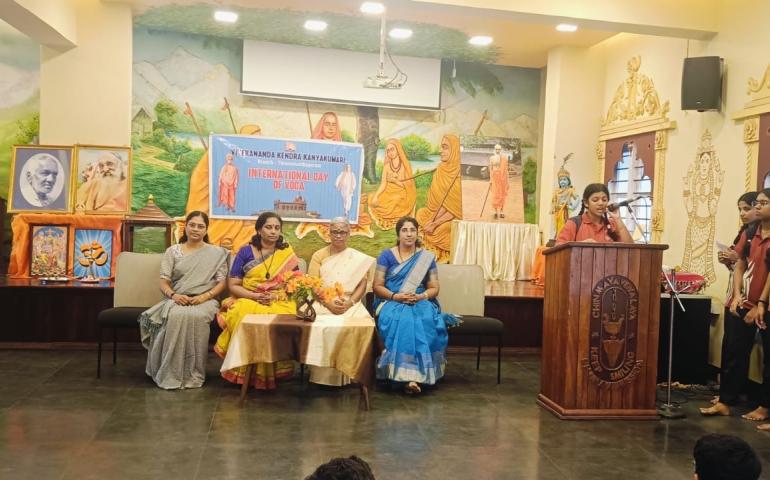 International Day of Yoga Celebration at Chinmaya Vidyalaya in Vazhuthacaud