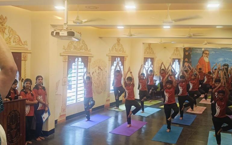 International Day of Yoga Celebration at Chinmaya Vidyalaya in Vazhuthacaud
