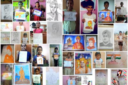 Drawings by participants of UB Day competitions 2020 at VK Madurai.