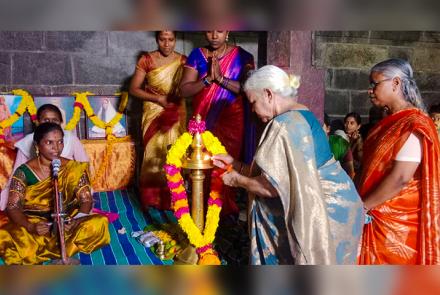 Ma Rekha Davey Didi inaugurating Deepa Puja at Kanyakumari