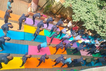 International Day of Yoga Celebration at Government School in JP Nagar