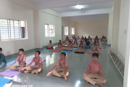 Yoga Classes Initiated at Sharada School by VK Hebbal